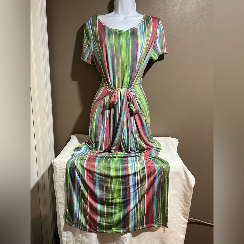 Vibrant Striped Maxi Dress